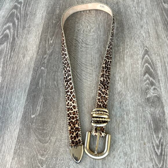 Vintage Leatherock Leopard Haircalf Belt Gold Hardware Y2K Statement Leather 90s main image 9